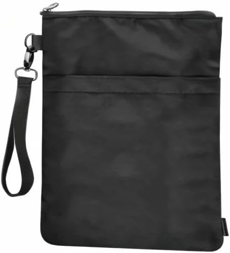 Book Sleeves with Zipper, Travel Book Protector Pouch for Paperbacks & Hardcover Books, Book Covers Bags Carry Case/Front Pocket & Handle Strap for Book Lovers Mother's Day (Black, 1 Pc)