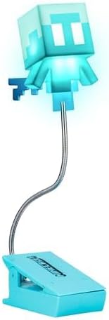 Paladone Minecraft Allay Clip On Book Light - Officially Licensed Reading Light, Clip Lamp Design with Flexible Cable, Featuring Allay Mob Shaped Head, 3 Light Modes, Battery Powered