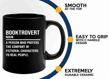 Book Lover Coffee Mug 11oz Black -booktrovert - Book Lovers Gifts Book Reader Gifts Book Club Gifts Book Reading Cup Reading Gifts