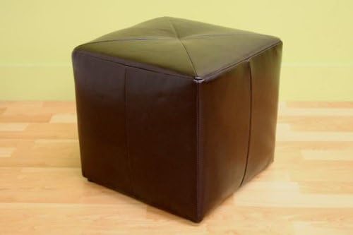 Baxton Studio Brown Lave Cube Shaped Bonded Leather Ottoman, Small