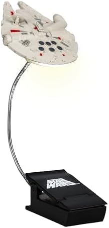Star Wars Millennium Falcon Clip On Book Light - Officially Licensed Disney Reading Light, Clip Lamp Design with Flexible Cable, Featuring Iconic Han Solo Spaceship, 3 Light Modes, Battery Powered | P