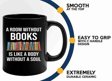 Book Lover Coffee Mug 11oz Black -without books - Book Lovers Gifts Book Reader Gifts Book Club Gifts Book Reading Cup Reading Gifts