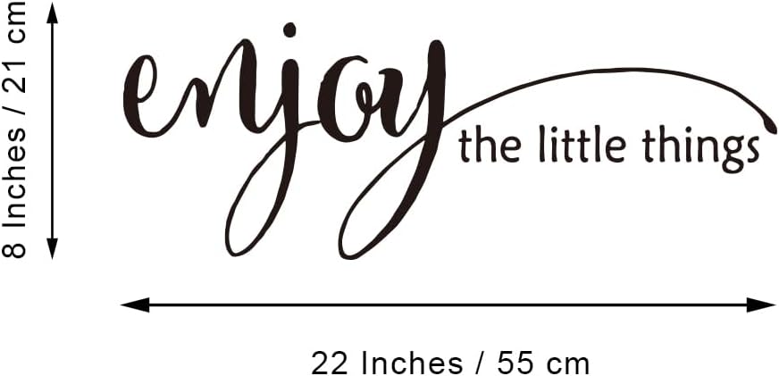 Enjoy The Little Things - Pure Balck Vinyl Wall Decal Quotes Art Letters Handwriting Room Décor Motto Words Nursery Inspirational Sayings Living Room Decoration