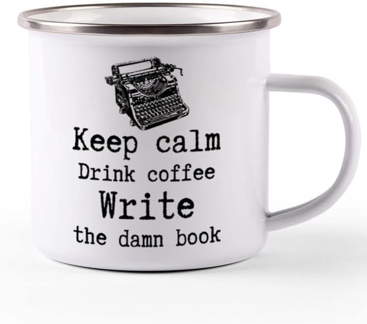 Writer Camper Mug 12oz - Write the Damn Book - Funny Author Gift To Book Lover Bookish Bookworm Writing Sarcasm Poetry Novelist Journalist