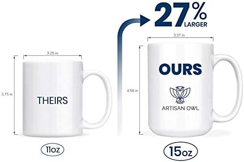Artisan Owl Tea Lover Mug - A Hug in a Cup 15oz Ceramic Coffee Mug for Tea Drinkers, Book Lovers, Introverts, Homebodies