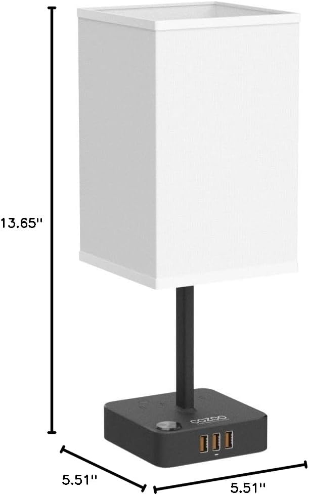 cozoo Bluetooth/WiFi RGB & USB Bedside Table Lamp with 3 USB Charging Ports and 2 Outlets Power Strip, LED Light Bulb Dimmable, Music Sync RGB Color Changing Light for Party Home/Bedroom/Living Room
