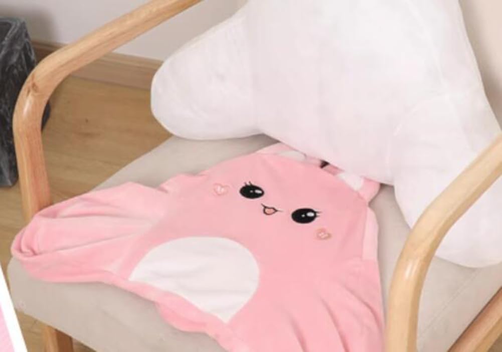 Tingting's Dream Office Chair Waist Pillow Sedentary Lumbar Back Support Cushion Soft Bed Rest Reading Pillow Cartoon Lumbar Pillow (Pink Rabbit, 49×29×11CM/19.29"×11.42"×4.33")