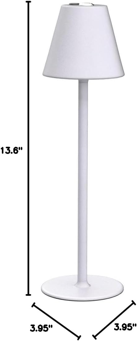 Modern LED Cordless Table Lamp, 4000mAh Rechargeable Battery, 3 Level Brightness Night Light, Metal Shell, Minimalist Design, for Couples Dinner/Coffee Table/Restaurant/Bedroom, White
