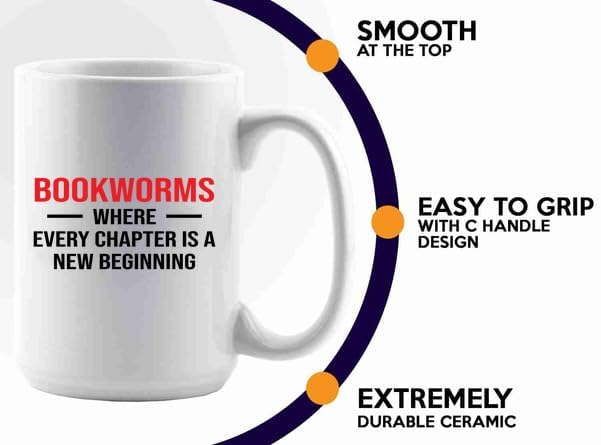 Book Lover Coffee Mug 15oz White -new beginning - Book Lovers Gifts Book Reader Gifts Book Club Gifts Book Reading Cup Reading Gifts
