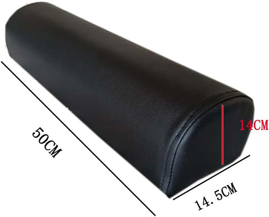Semi Roll Pillow, Leather Sponge Semi Round Pillow Cushion Massage Half Circle Bolster Neck Pillow for Legs, Feet, Knees, Side, Back & Lumbar Rest (Black, 50×14.5×11cm/19.7"×5.7"×4.33")