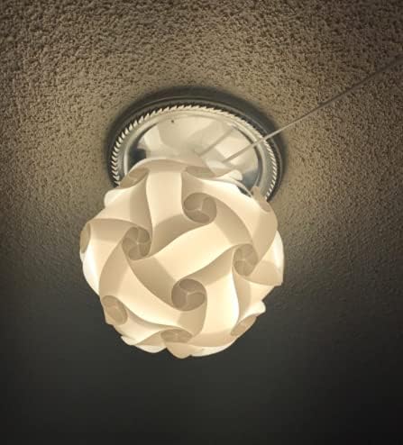 DIY IQ Jigsaw Puzzle Lamp Shade Ceiling Pendant Lampshade Kit with 15 Feet Hanging Cord (White, M-10 inch)