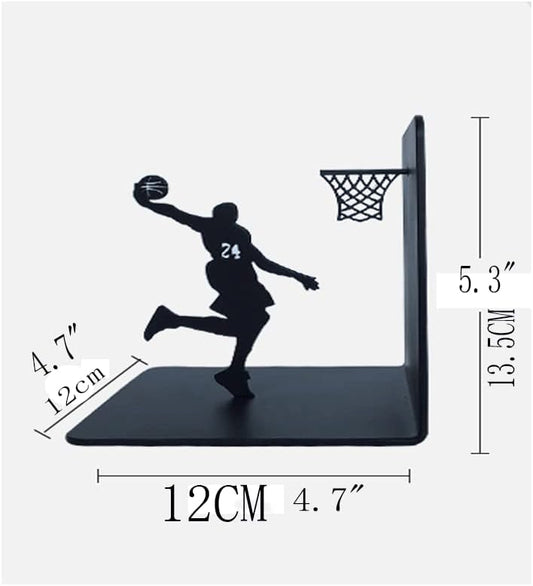 Xuan MVP Bookends Decorative Book Ends Metal Black Basketball Bookends Bookshelf Metal Book Holder Stand Vintage Book Display Desktop Book Organizer Kids Gift