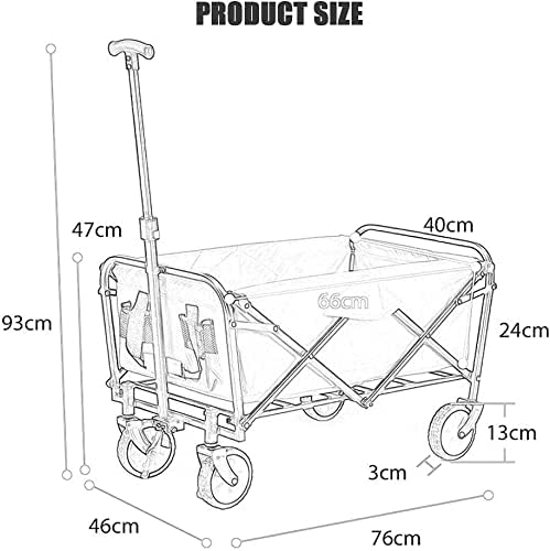 Heavy Duty Folding Outdoor Beach Wagon A Terrain Coapsible Utility Wagon Garden Cart Transport Troey Portable ping Hand Cart Picnic Camping Wagon (Color : Red) (Gray)