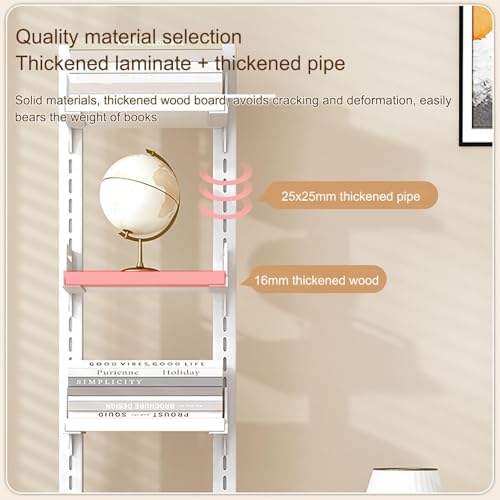 Tall 7-Layer Vertical Bookshelf, Freestanding Narrow Display Rack for Home, Office & Library - Simple Invisible Shelving Unit for Bedroom & Living Room Storage