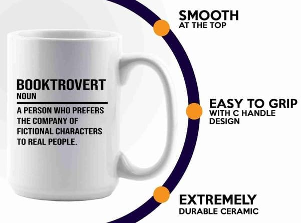 Book Lover Coffee Mug 15oz White -booktrovert - Book Lovers Gifts Book Reader Gifts Book Club Gifts Book Reading Cup Reading Gifts