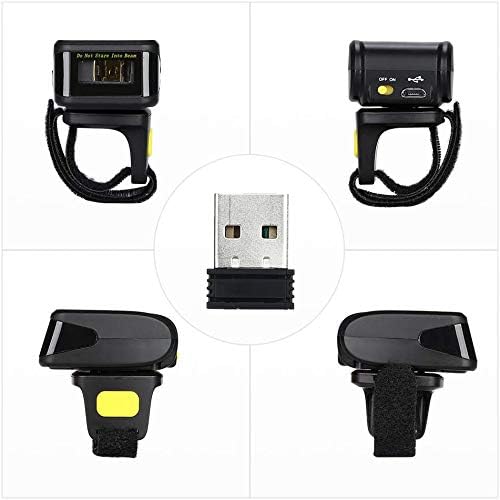Eyoyo 1D Wireless Wearable Ring Finger Barcode Scanner, Bluetooth & 2.4G Wireless & USB Wired Connection, Portable Mini UPC ISBN Bar Code Reader Compatible with iPhone, iPad, Android, Tablet