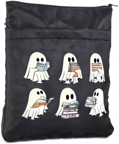 CHOORO Funny Ghost Reading Books Halloween Spooky Book Club Reading Book Pouch Protector Spooky Lover Gift for Book Lover (Ghost -Reading), BS-B02