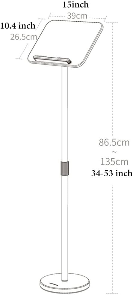 Bookstand for Reading in Bed, Floor Book Holder for Reading, Laptop Stand Adjustable Height, Angle Adjustable Hands Free Book Stand for CookBooks,Magazines (Color : Nero) (Nero) (White)