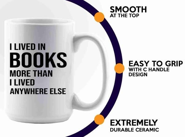 Book Lover Coffee Mug 15oz White -books more - Book Lovers Gifts Book Reader Gifts Book Club Gifts Book Reading Cup Reading Gifts