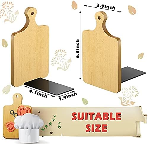 Jetec Wood Bookends, Kitchen Cookbook Bookends Quality Cutting Board Decorative Wooden Book Ends for Office Files Magazine Kitchen Books(Natural Wood Color,Beech)