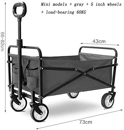 Portable Camping Cart,Folding Wagon, Garden Trolley Capacity 60 Kg, Portable Garden Cart with 4 Wheels, for Transport Garden Tools, Pets, Travel, Camping, Concerts, Beaches