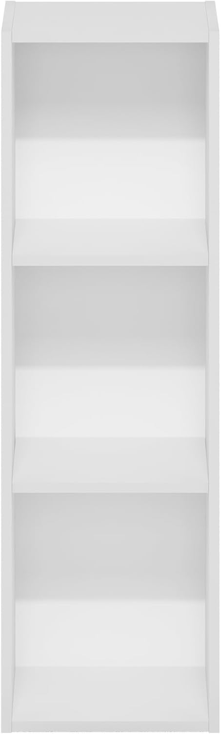 Furinno Fulda Book Shelf, 3-Tier Narrow Bookshelf, Bookcase with 10-in Width Storage Shelf, 9.3 x 9.8 x 31.5, for Living Room, Bedroom, Home Office, Plain White