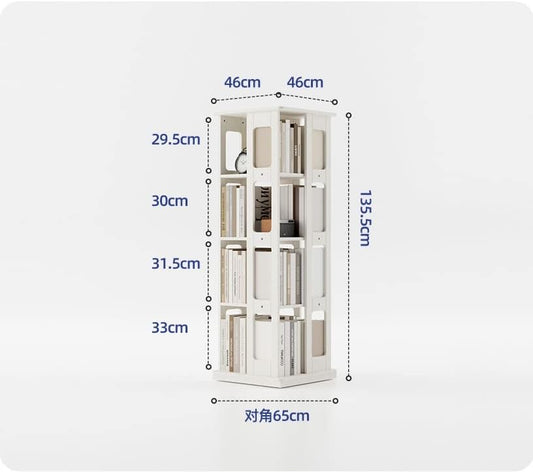 All Solid Wood Rotating Bookshelf, 360-degree Bookcase Creative Simple Floor Bookcase Shelf for Living Room MINGPING (Size : Log Color 5floors 44x44x170cm) ()