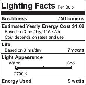 Sylvania ECO LED Light Bulb, A19 60W Equivalent, Efficient 9W, 7 Year, 750 Lumens, 2700K, Non-Dimmable, Frosted, Soft White - 8 Pack (40821)