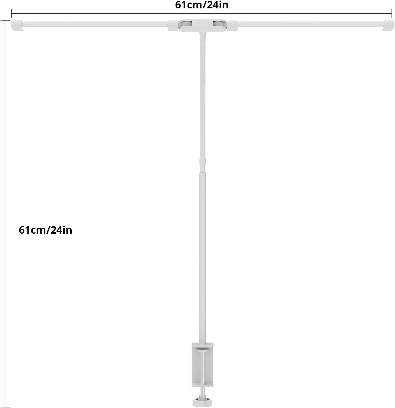 Desk Lamp with Clamp, with 5V 2A Adapter, LED Desk Lamp with Dual Head, 50 Light Modes, Computer Monitor Flexible Neck Lamp, Eye Protection Desk Lamps for Study, Office, Crafts, Draw(White)