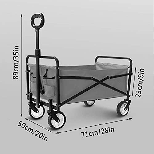 Outdoor Foldiutility Wagon Heavy-Duty Foldable All-Terrain Wagon, Outdoor Utility Garden Shoppicart, with Romovable Canopy, Load-Bea60Kg/132Lbs, for Beach Fishing