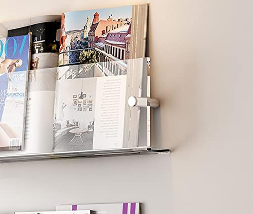 20'' Acrylic Brochure Holder Wall Mounted Floating Bookshelf Magazine Rack Adjustable Hanging Magazine Holder for Office, Waiting Room, Church, Cafe, Home Display (Color : Tran