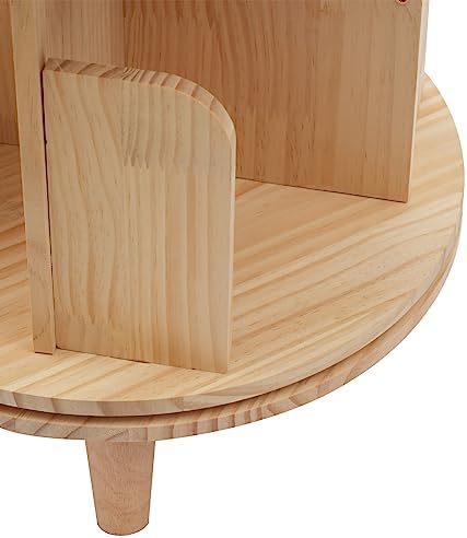 Modern Rotating Bookshelf, Freestanding Bookcase 360° Display Storage Rack with Legs 4 Compartments for Living Room Study Office