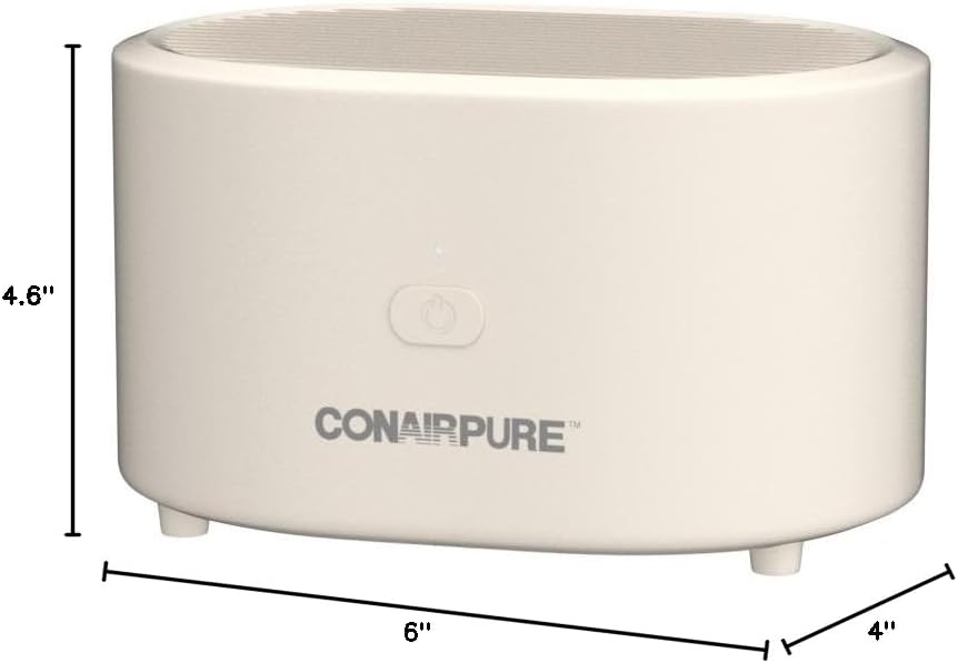 Conair Portable Small Air Purifier, Rechargeable Corded/Cordless, HEPA Air Filter, Allergy Relief, Dust, Pollen, Odor Control, Bedroom, Dorm Room, Small Room