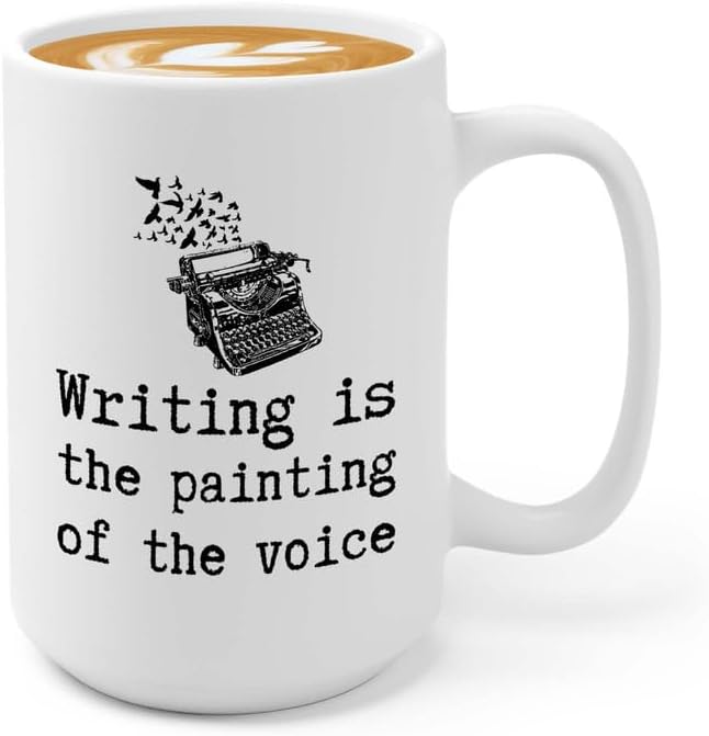 Writer Coffee Mug 15oz White - The painting of The Voice - Funny Author Gift To Book Lover Bookish Bookworm Writing Sarcasm Poetry Novelist Journalist