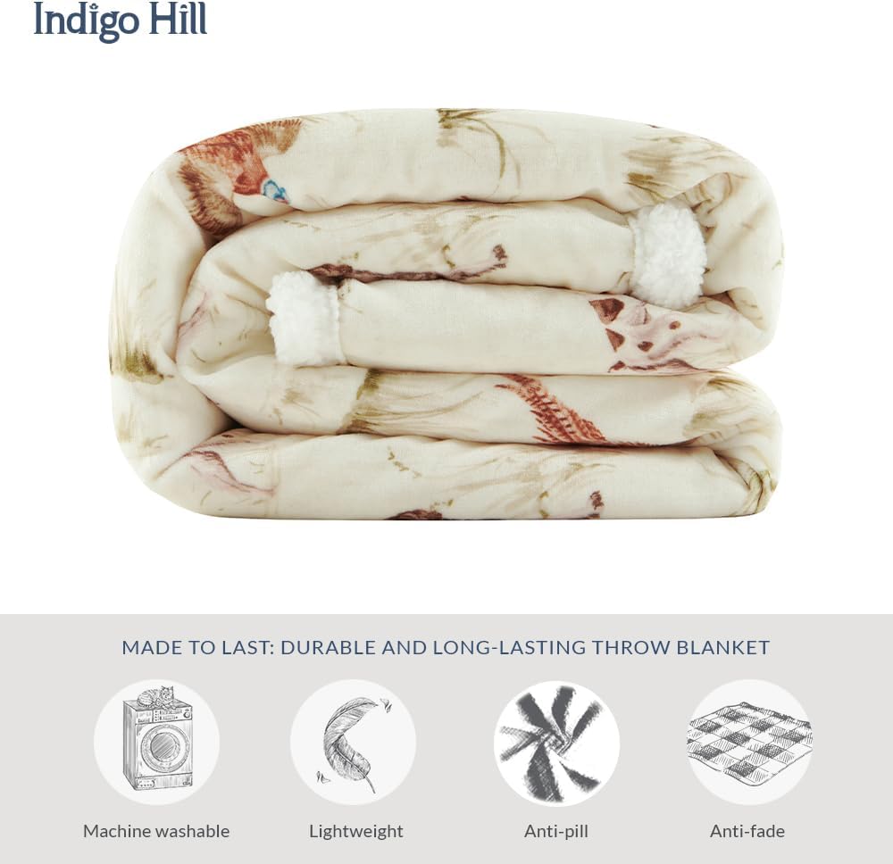 Paseo Road Campfire Fleece Throw Blanket, Pheasant Hunting Animal Print Sherpa Blanket, Cabin Lodge Throw, Soft Fleece Blanket for Couch Sofa Bed, 54x68 inch