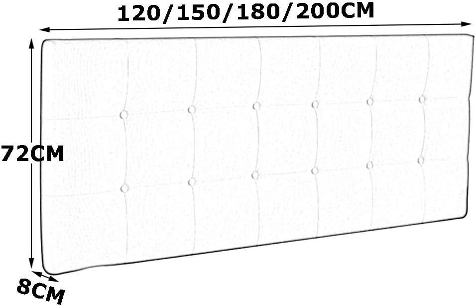 Upholstered Headboard Bed Backrest Cushion Bedside Reading Pillow Back Cushions Pads 6 Colours 8 Sizes (Colour: Gray Size : 200 x 72 x 8 cm) (Yellow 90 x 72 x 8 cm)