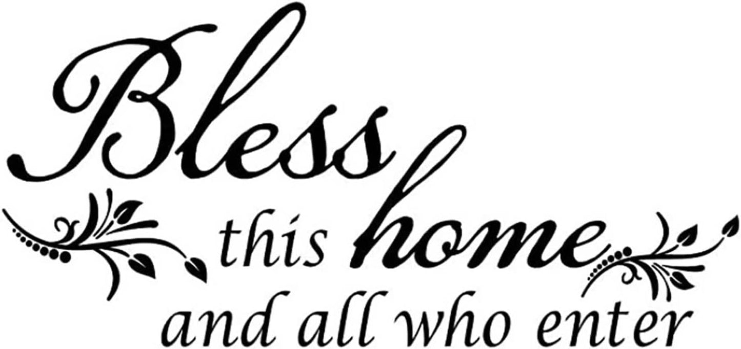Room Decorations Wall Decals Quotes Stickers,Bless This Home and All Who Enter, Home Decors Inspirational Sticker for Entryway Living Room Décor Art Letters