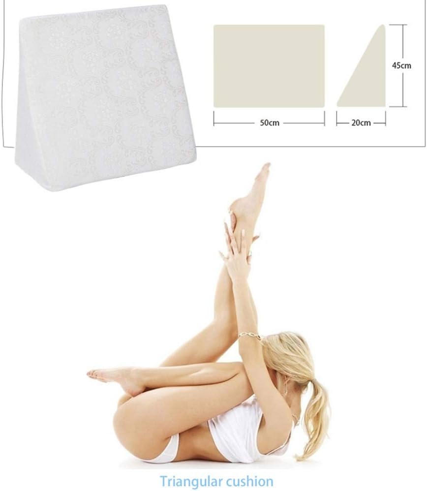 Bed Wedge Pillow Strengthening Sponge for Beds Layers Daybeds Removable and Washable Cover Perfect for Sleeping Or Reading Leg Elevation Back Support 20 Colors (Gray 50x45x20cm)