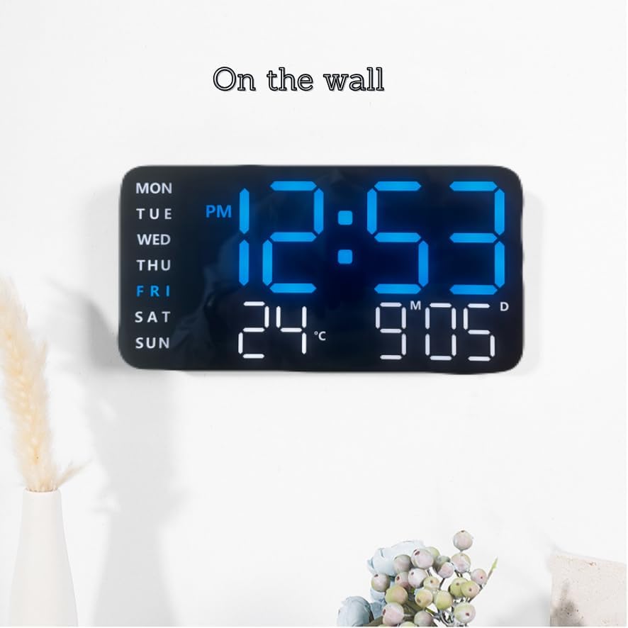 Vortex 6659 Automatic DST Adjustment, Large LED Display, Shows time, Date, and Temperature, Night Light, auto Brightness Adjustment, wall-mountable or Tabletop LED Digital Clock
