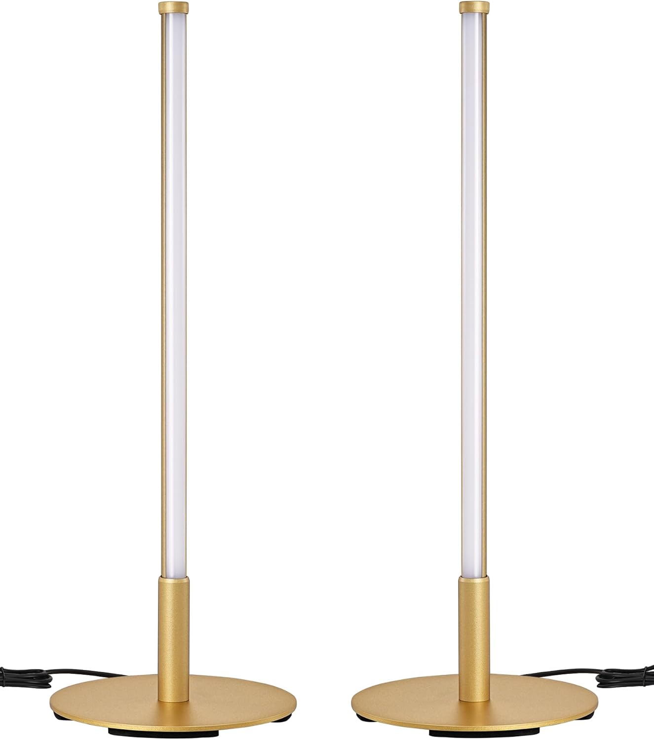 EDISHINE Upgraded LED Table Lamp Set of 2, Stepless Dimmable Bedside Lamps with Metal Finish & 3 Color Temperature, 6W Modern Desk Lamps, Gold Nightstand Lamp for Bedroom, Living Room, Corner, Gift