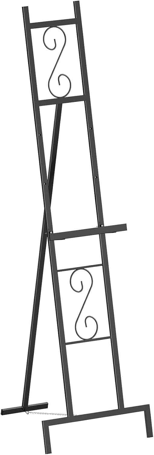 Black Easel Stand for Sign, Heavy Duty Wedding Welcome Sign Stand, Adjustable Art Easel for Display, Painting, Posters, Party, 17” x 17” x 58”H (1 Pack