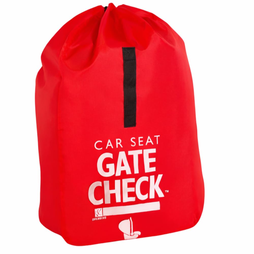 J.L. Childress Gate Check Travel Bag for Car Seats - Car Seat Travel Bag for Airplane, Fits All Baby & Infant Carriers, Airport Accessories for Gate Check, Flying Essentials, AirTag Compatible - Red