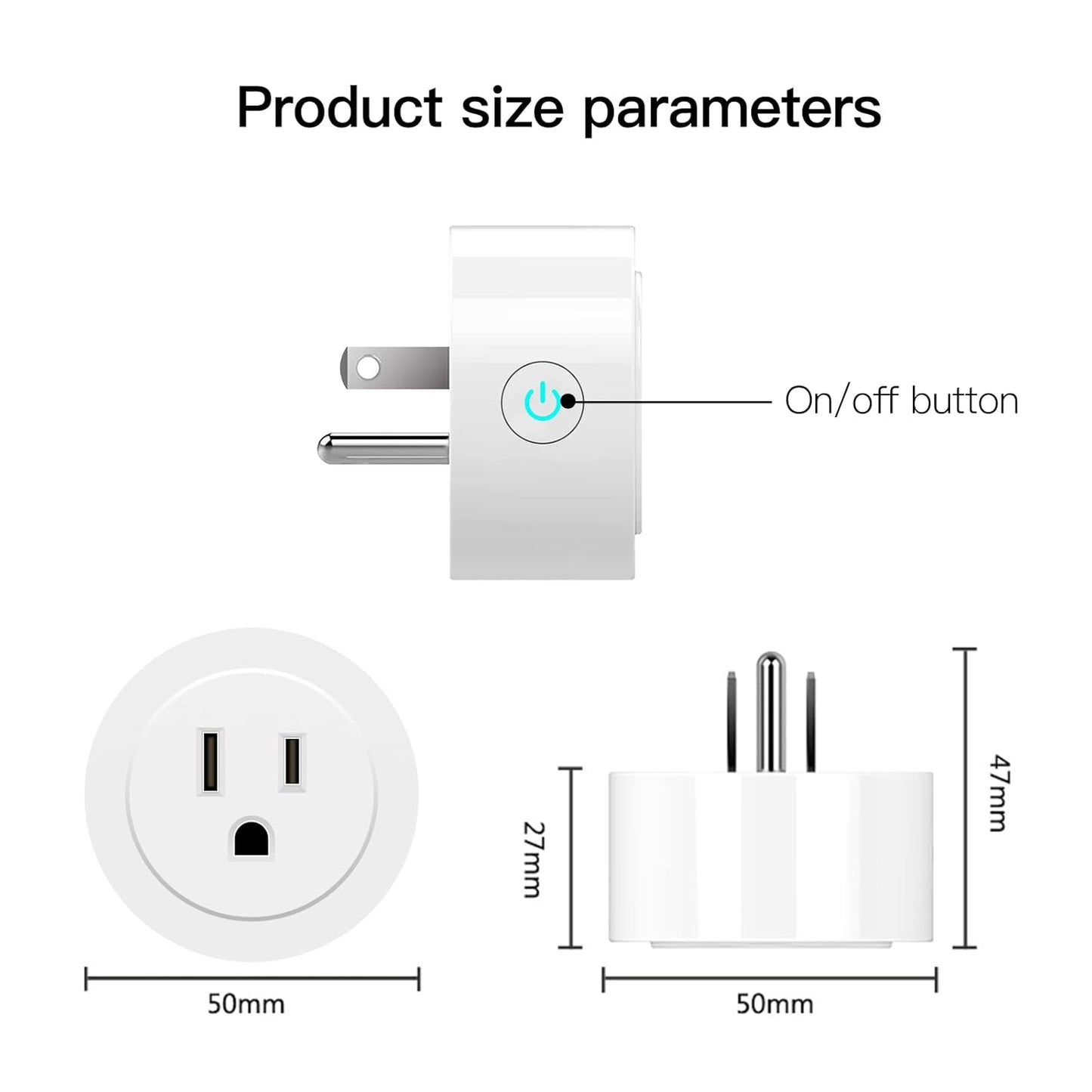 MoesGo Smart WiFi Power Dimmer Plug, 2.4 GHz WiFi Brightness Adjust Timer Socket for Dimmable CFL, LED and INC, Tuya Smart Life App Remote Control, Compatible with Alexa and Google Home, White