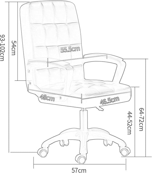 Mid Back Executive Leather Office Chair with Latex Cushion and Lumbar Support Smooth Rolling Wheels Ergonomic Desk Chairs for Reception Study Bedroom
