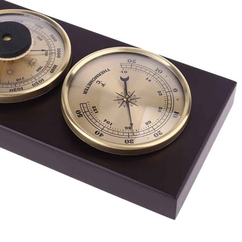 3in1 Wall Hanging Thermometer Barometer Hygrometer Weather Station with Wooden Base