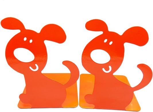 Artkingdome 1Pair Cute Bookend Cartoon Puppy Dog Books Nonskid End Rack Stand Decorative Bookends Orange Gift
