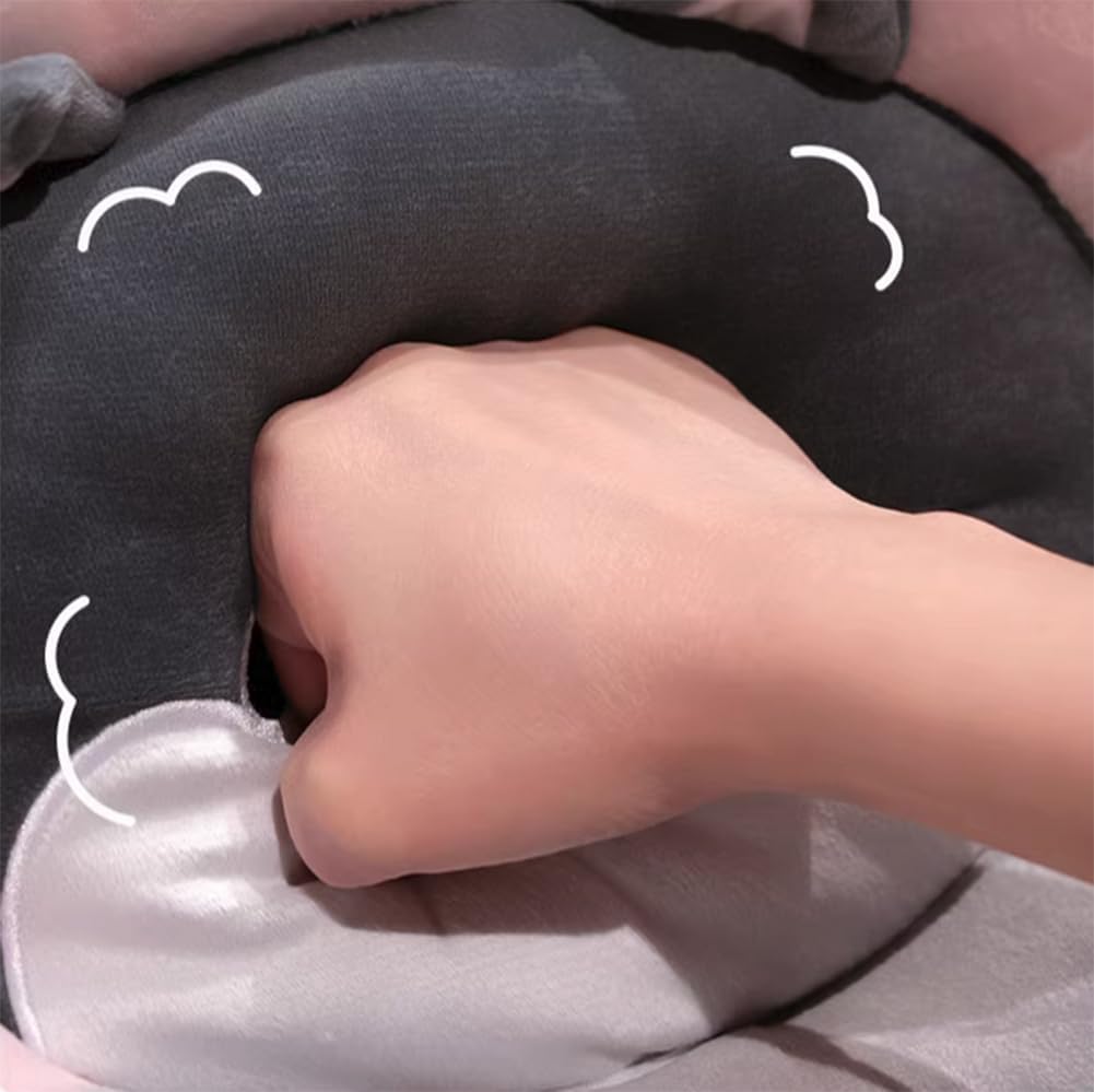 Cute Flower Lumbar Support Pillow Office Chair Waist Cushion Cartoon Sofa Bed Rest Reading Pillow with Small Bolster (Gray Husky, 60×50cm/23.6"×19.7")