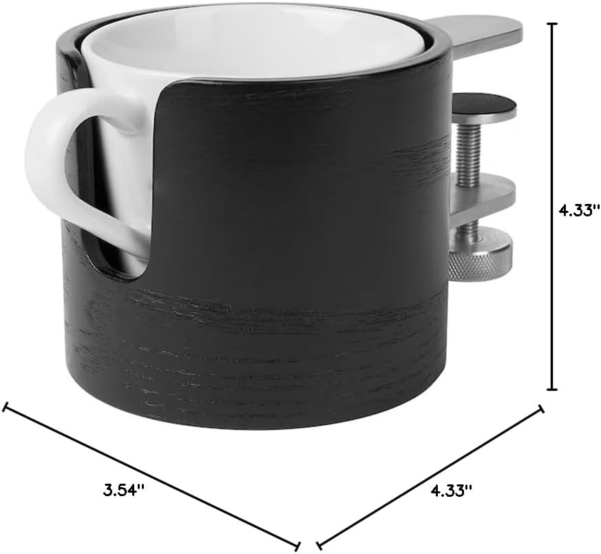 Desk Cup Holder 1Pack (Black), Table Edge Clamp Cup Holder for Home Office Desk, Gaming Desk Accessories, Computer Desk Accessories, Anti-Spill Cup Holder