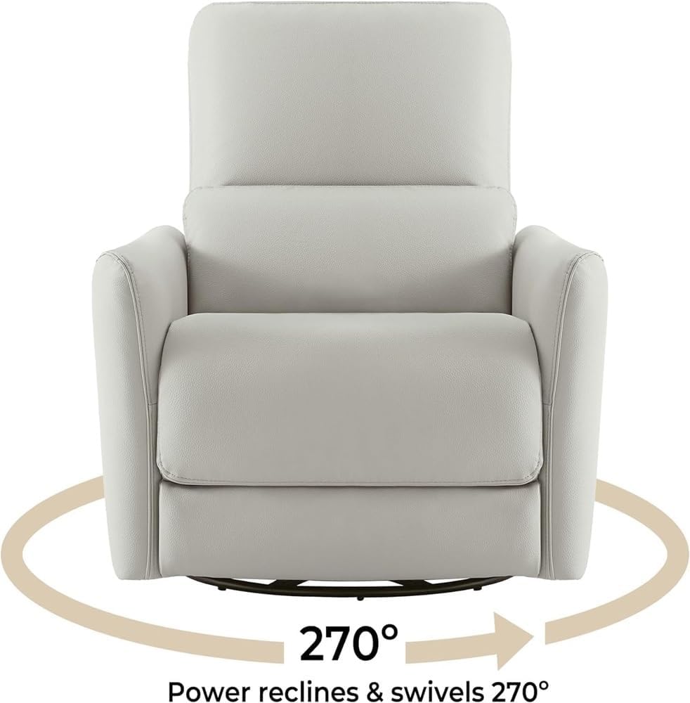 Power Swivel Glider Recliner with Lumbar Support – Electric Reclining Chair with USB & Type-C Ports, Ergonomic Breathable Leather, Comfort for Living Room