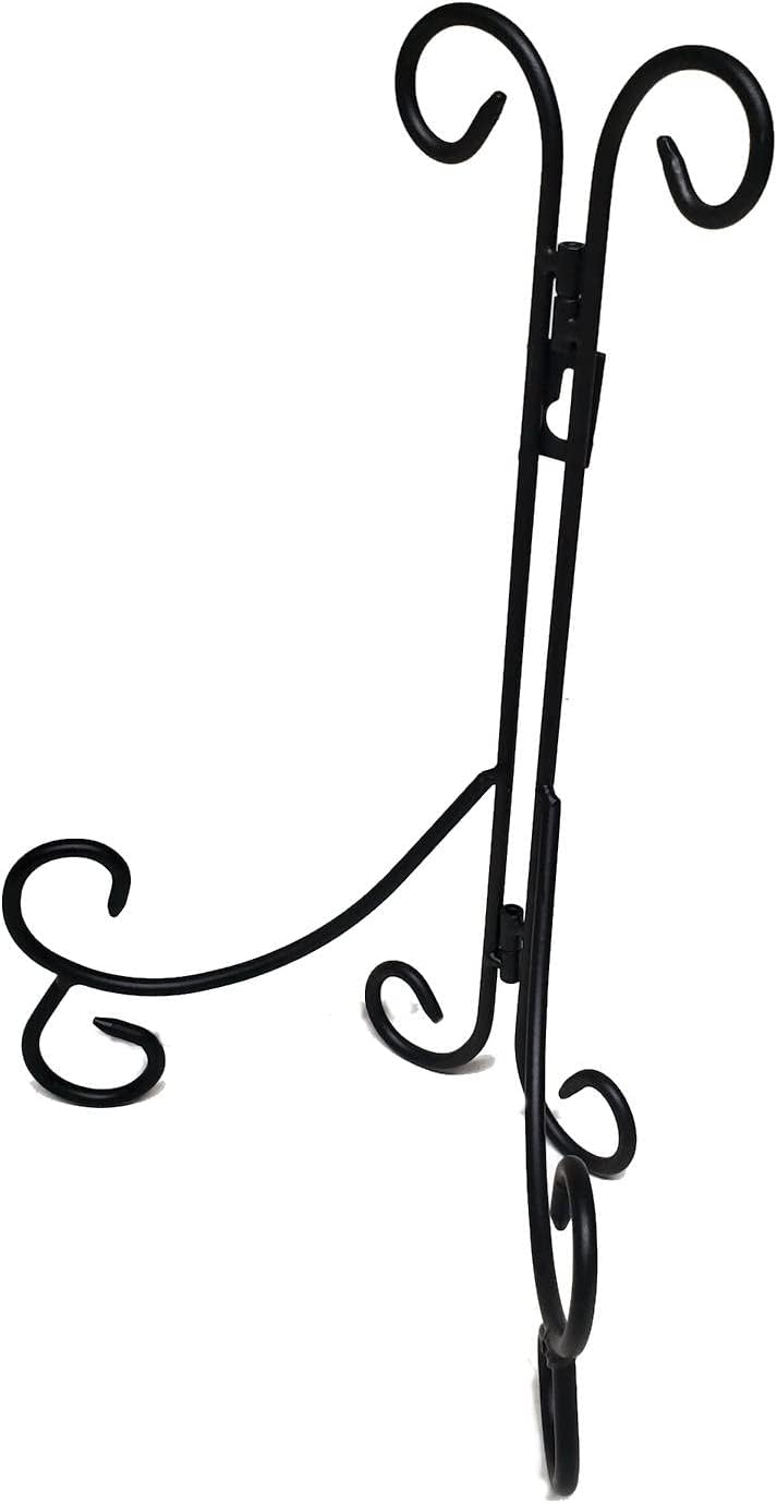 Decorative Black Wrought Iron 12" Plate Stand Easel